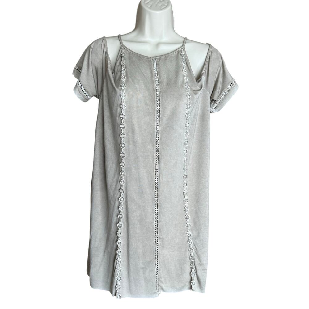 POL Tan Cold Shoulder Tunic Top S NWOT